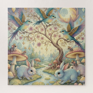 Whimsy Grove - Rabbits and Birds in Twilight