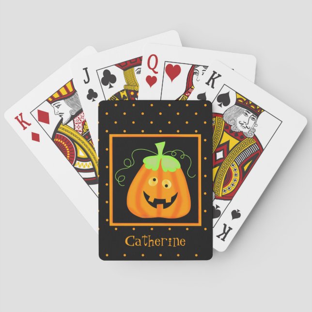 Whimsy Halloween Pumpkin auf schwarz Spielkarten (Rückseite)