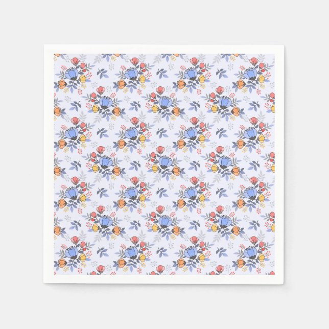 Whimsy Hand Drawing Blume Napkins Serviette (Vorderseite)
