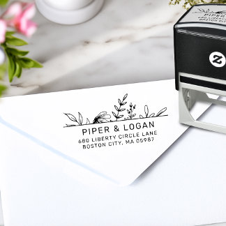 Whimsy Hand gezeichnet Greenery Rücksendeadresse Permastempel