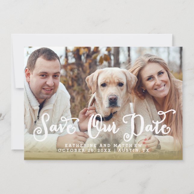 Whimsy Hand Letter Foto Hochzeit speichern das Dat Save The Date (Vorderseite)