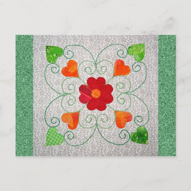 Whimsy Hearts Quilt - Block #2 Postkarte (Vorderseite)