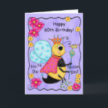 Whimsy Honey Queen Bee Happy 60. Geburtstag Karte<br><div class="desc">Wünschen Sie jemandem einen glücklichen 60. Geburtstag und sagen Sie ihr: "Du bist die Queen Bee"! Jeder hat ein kleines "Queen Bee" drin, das Spaß machen und mit dieser Happy Birthday Card erkannt werden kann. Diese Karte ist vollständig anpassbar, um sowohl das Geburtstagsjahr als auch die Stimmung im Inneren zu...</div>