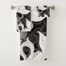 Whimsy in Black and Cream Barock Wirbel Badhandtuch Set