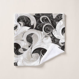 Whimsy in Black and Cream Barock Wirbel Waschlappen