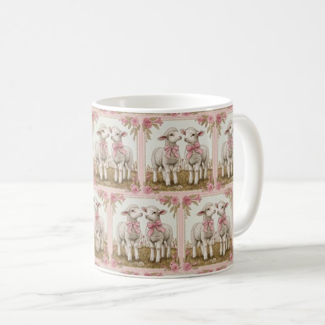 Whimsy in Wool: Osterlamm-Tasse 🌷 🐇 Kaffeetasse (VorderseiteRechts)