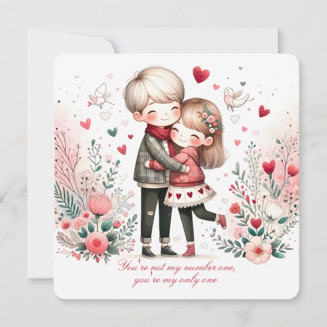 Whimsy Loving Valentine Couple  Feiertagskarte (Vorderseite)