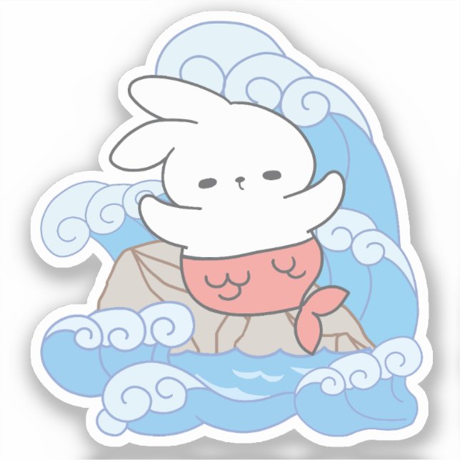 Whimsy Mer-Bunny Adventure Aufkleber (Vorderseite)