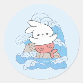 Whimsy Mer-Bunny Adventure Runder Aufkleber