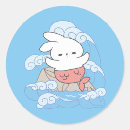 Whimsy Mer-Bunny Adventure Runder Aufkleber