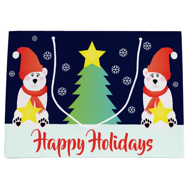 Whimsy Polar Bear Große Geschenktüte (Vorderseite)