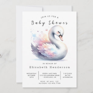 Whimsy Printable Swan Baby Dusche Einladung