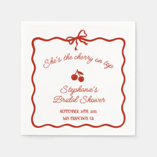 Whimsy Red She is the Cherry on Top Brautparty Serviette