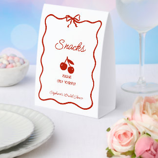 Whimsy Red She's the Cherry on Top Bridal Shower Tischaufsteller