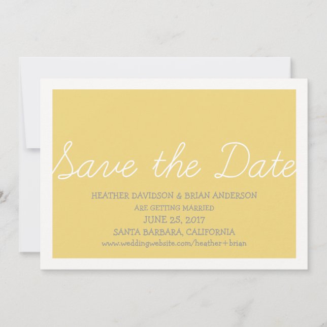 Whimsy Save the Date einladen, gelb Einladung (Vorderseite)