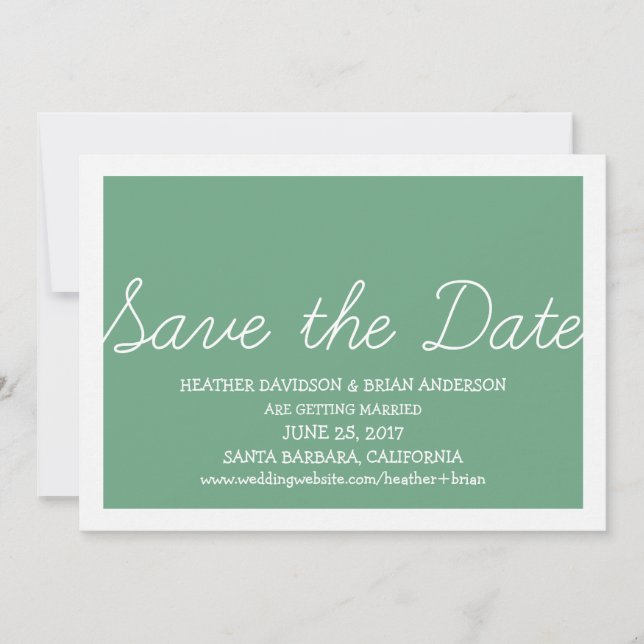 Whimsy Save the Date einladen, grün Einladung (Vorderseite)