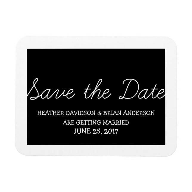Whimsy Save the Date Magnet, Schwarz Magnet (Horizontal)