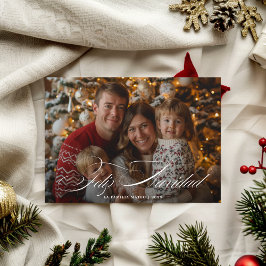 Whimsy Script Family Foto Feliz Navidad Red Feiertagskarte
