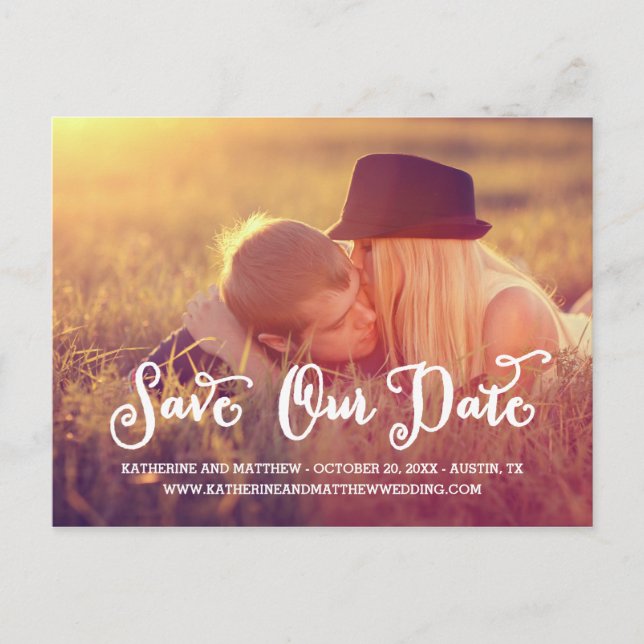 Whimsy Script | Save the Date Postkarte (Vorderseite)