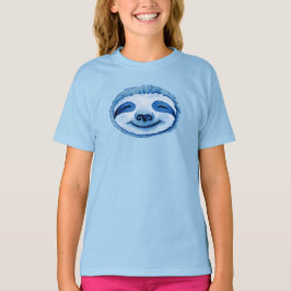 Whimsy sloge Gesicht blaue Aquarellkunst T-Shirt