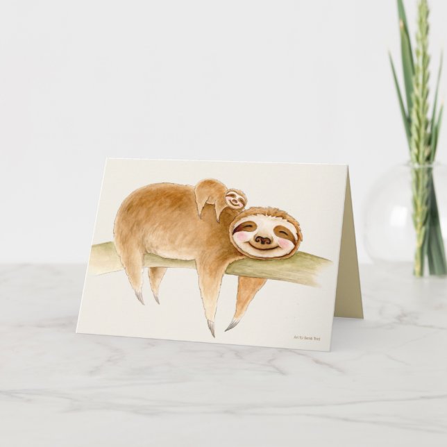 Whimsy sloth und niedliche Babyfarbe Karte (Vorderseite)