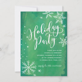 Whimsy Snowflakes | Green Holiday Party Einladung