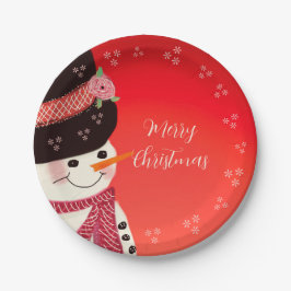 Whimsy Snowman Art Round Pappteller