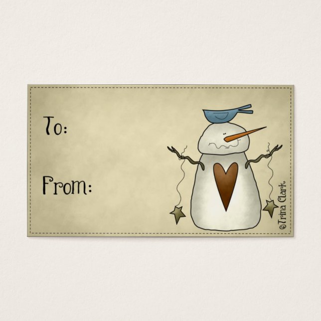 Whimsy Snowman Country Primitive Design Geschenket (Vorderseite)