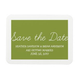 Whimsy speichern Sie das Date Magnet, Olive Green Magnet