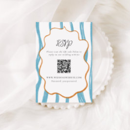 Whimsy Stripes Wedding QR Code Enclosure Card Begleitkarte