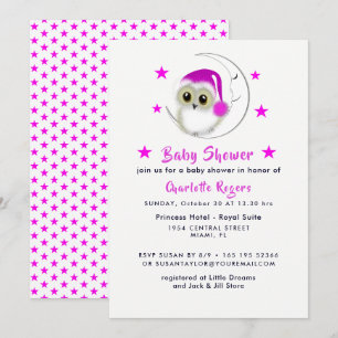 Whimsy Super Niedlich Snowy Owl Baby Dusche lädt e Einladung