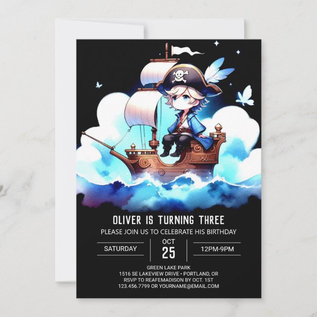 Whimsy Template Pirate Einladung (Vorderseite)