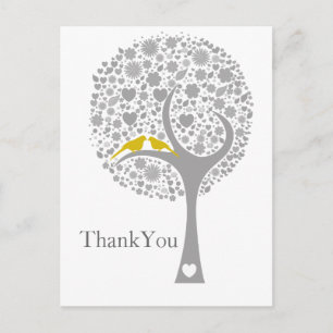 whimsy tree Gelb Liebhaber Mod Hochzeit Danke Postkarte