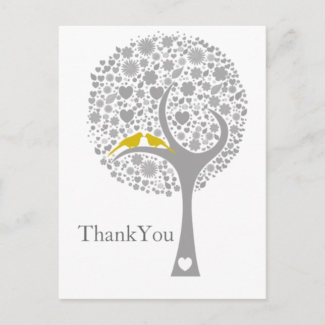 whimsy tree Gelb Liebhaber Mod Hochzeit Danke Postkarte (Vorderseite)