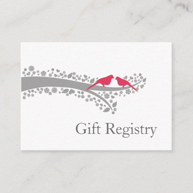 whimsy tree rosa lovebirds Gift Registry Cards Begleitkarte (Vorderseite)