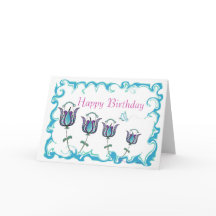 Whimsy Tulips - Happy Birthday Grußkarte