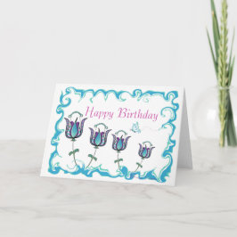 Whimsy Tulips - Happy Birthday Grußkarte Karte