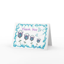 Whimsy Tulips Thank You Card