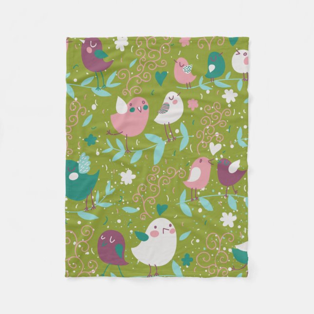 Whimsy Tweety Vögel auf Reben Fleece Blanket (Vorderseite)