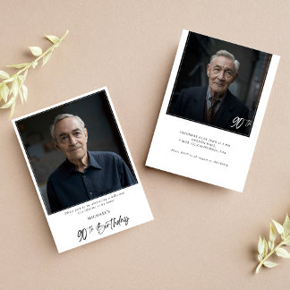 Whimsy Typografie 92 Foto 90. Geburtstag Einladung