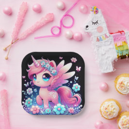 Whimsy Unicorn Babydusche Pappteller