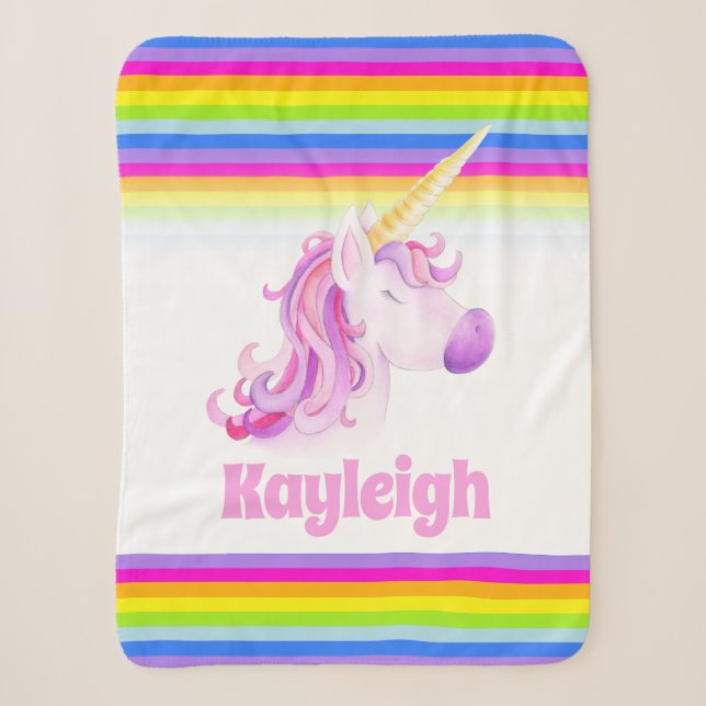 Whimsy unicoron Regenbogenkinder individuelle Name Sherpadecke (Vorderseite)