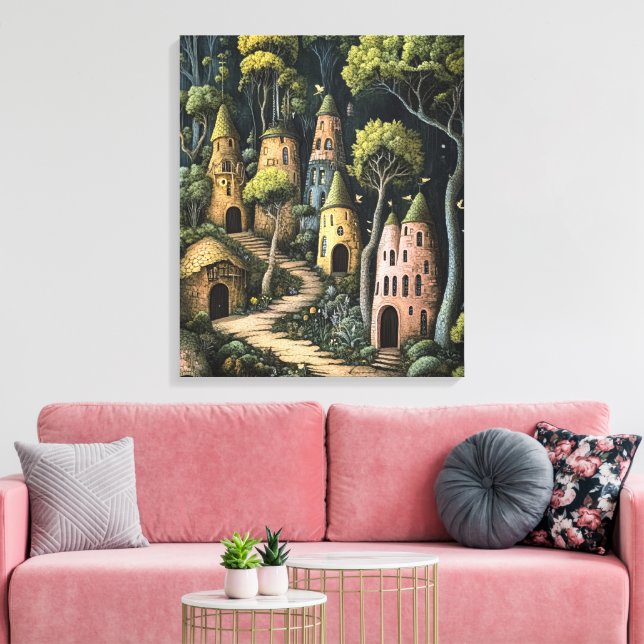 Whimsy-verzauberter Wald Leinwanddruck (Insitu (Wohnzimmer))