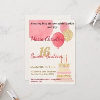 Whimsy & Wishes Sweet 16 Birthday Party Einladung