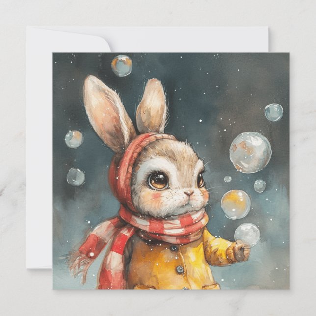 Whimsy Wonders: Bunny-Inspiriert 🐇 herunterladbar Feiertagskarte (Vorderseite)