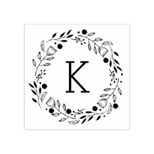 Whimsy Wreath Monogram Kautschuk Briefmarke Gummistempel