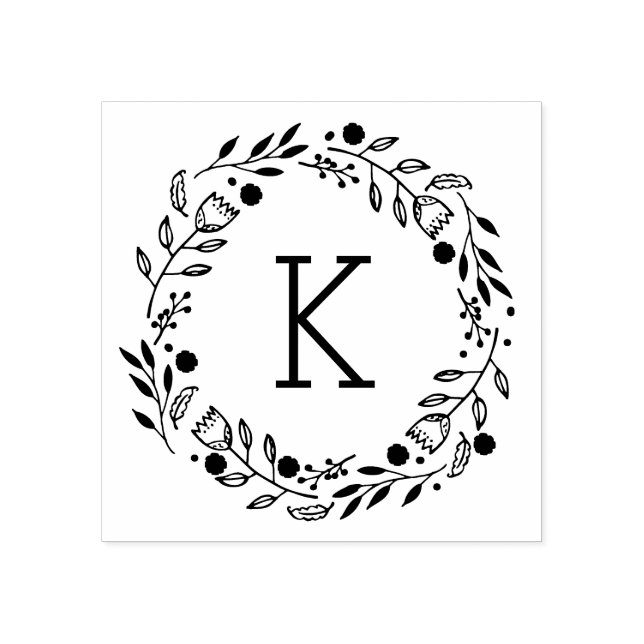 Whimsy Wreath Monogram Kautschuk Briefmarke Gummistempel (Prägung)