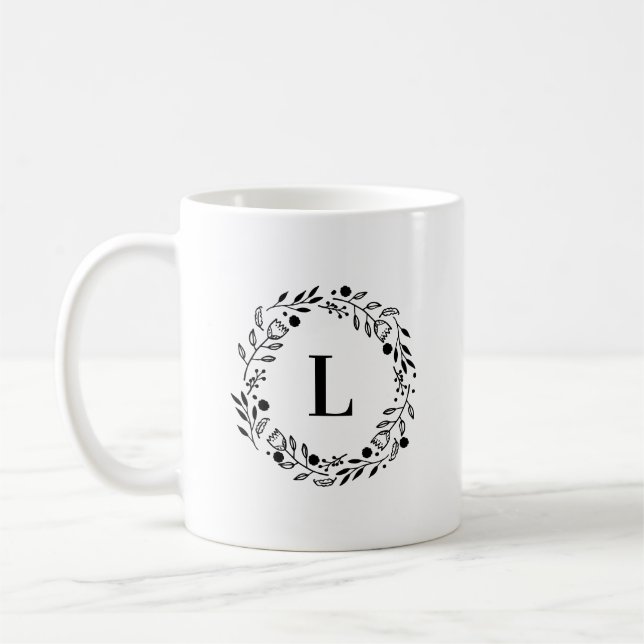 Whimsy Wreath Monogramm Kaffeetasse (Links)