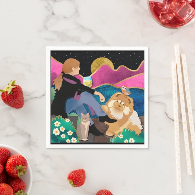 WHINE with ME chow paper napkins Serviette (Beispiel)