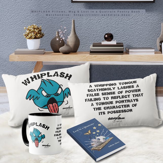 WHIPLASH Tasse von Poet Adiela Akoo (Whiplash Pillows, Mug & Lost in a Quatrain Poetry Book by Poet Adiela Akoo. Get this gr8t gift combo)